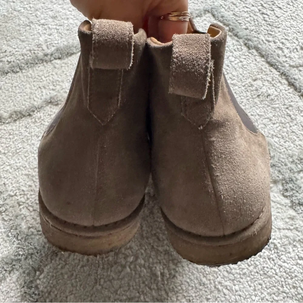 Vince Bonham suede leather Chelsea boots taupe gray brown pull on 12